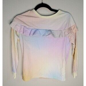 Tea Collection Girls‎ Size 12 Ruffle Long Sleeve Tee | Pastel Ombre Top